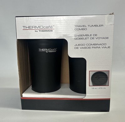 THERMOcafe By THERMOS ~ 2 Pack ~ 16oz Traveler Tumbler Combo ~ Black ~ NEW