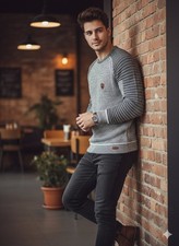 Men Wam Denim Sweater Grey Acrylic M