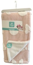 Disney Baby Minnie Mouse Pink and White Raised Face Baby Blanket