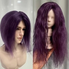 1/3 8-9 1/4 7-8 1/6 6-7 BJD Doll Wig Short/Long Curly Real Mohair Hair Purple