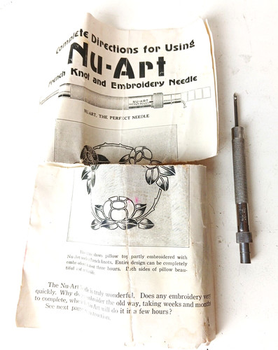 Nu-Art French Knot Embroidery Art Needle Tool & Instructions for Punch Sewing