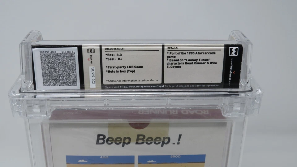 New Road Runner Looney Tunes Sealed Atari Video Game Wata Graded 8.0 B+ Seal! - Image 4 of 4