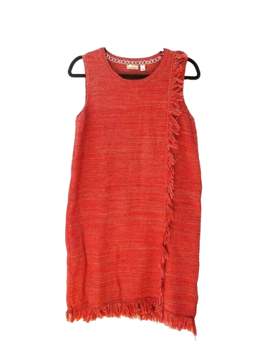 Holding Horses Knit Shift Dress Size S Anthropologie Red Fringed Boho Sleeveless - Picture 6 of 6