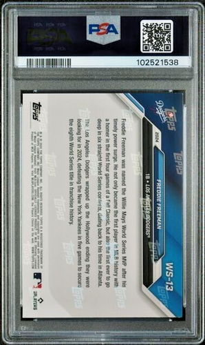 PSA 10 Freddie Freeman 2024 Topps Now WORLD SERIES CHAMPIONS #WS13 LA Dodgers - Picture 2 of 3
