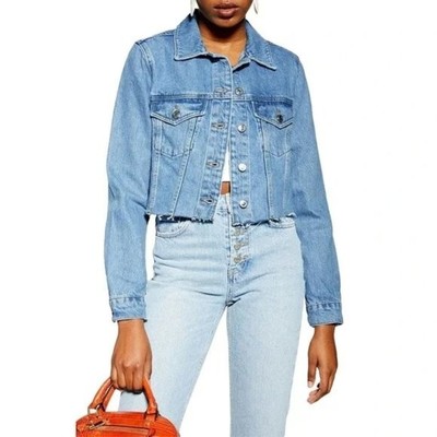 TOPSHOP Tilda Hack Cropped Denim Jacket 