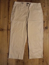 Talbots New England Crop Chino Womens 14 Tan Khaki Cotton Stretch Pants Ankle
