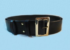 3" wide Full Grain Leather Belt, SOLID BRASS Buckle, Black or Brown Santa Pirate