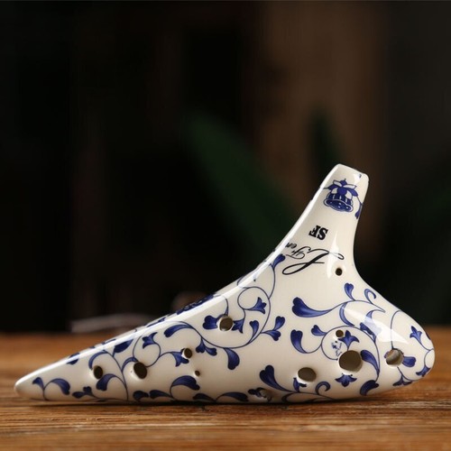 Blue White Ceramics Ocarina 12 Holes Alto C Tone AC AF AG SF SG SC BC - Picture 2 of 14