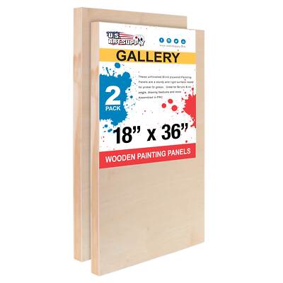 18'' x 36'' Gallery 1-1/2'' Profile Depth Artist Wood Pouring Panel Boards 2-Pack