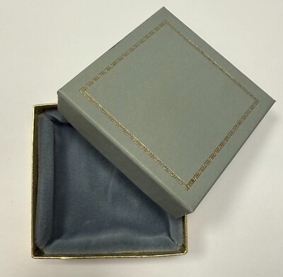 GREY & GOLD TRELLIS CARDBOARD JEWELRY GIFT BOX 3''X3'' X1 1/8'' VELVET INTERIOR