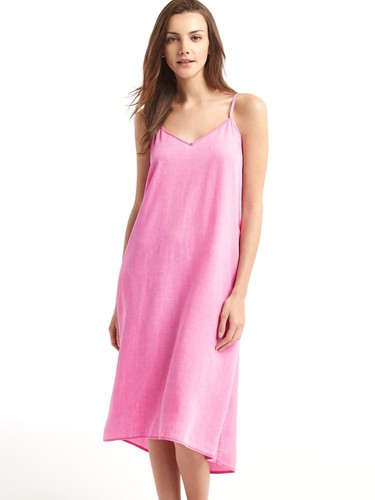 New GAP Women V-neck Denim Faded Pink 