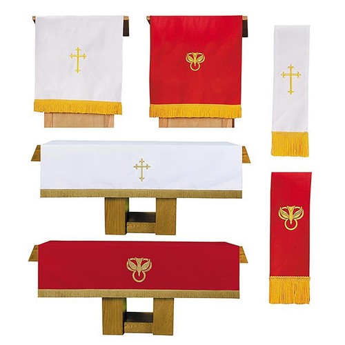 Ensemble de 3 pièces réversible croix latine peinture rouge et blanc fournitures d'église - Photo 1 sur 1