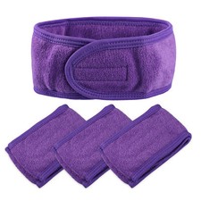 4 Pcs Soft Spa Headband Women Hair Bands for Face Washing Bath Yoga Dark Purple