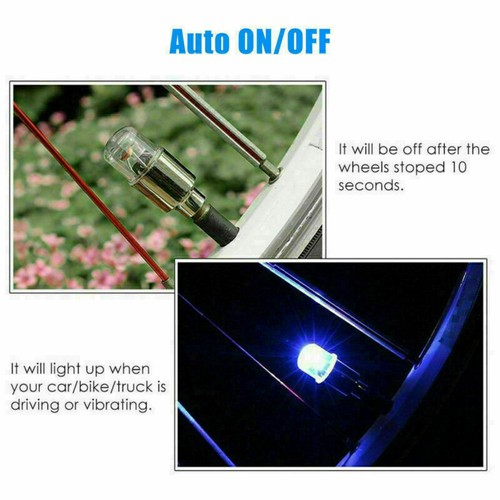 4/8PC Car Wheel Tire Tyre Air Valve Stem Screws LED Light Caps Cover Accessories - Picture 5 of 23