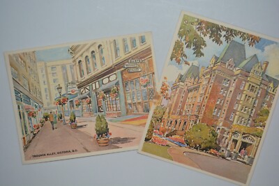 Lot (2) Empress Hotel & Trounce Alley, Victoria, B.C. Postcards Edward Goodall