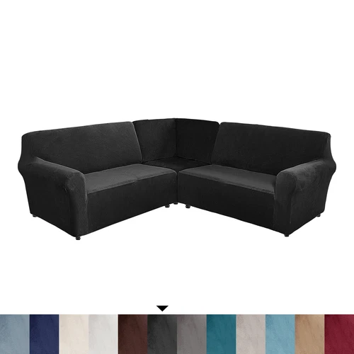 3-Teiliger Sofabezug Ecksofa 5/7 Sitzer Sofabezug L Form Couch Samt Überzüge DE - Bild 2 von 73
