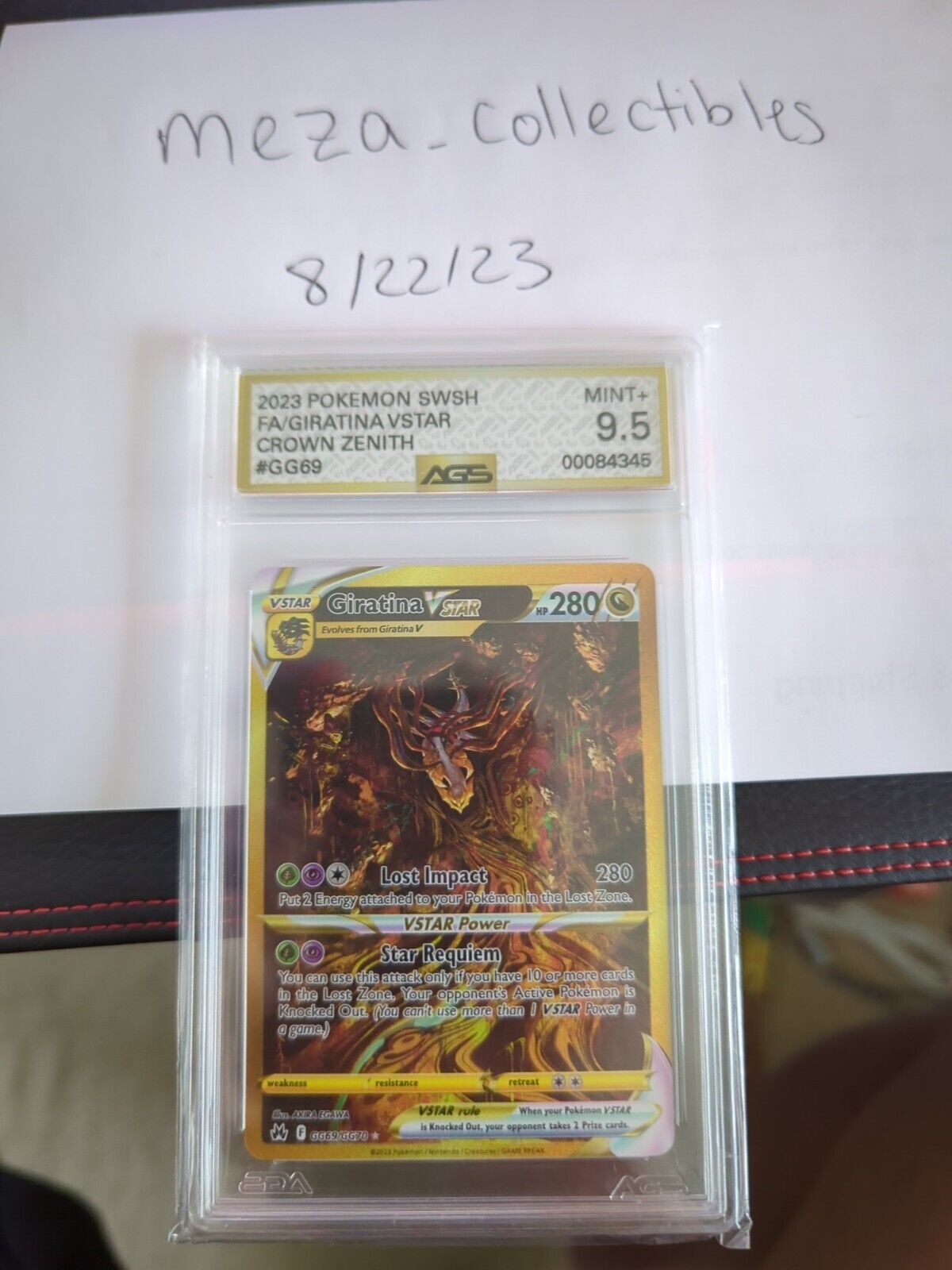 AGS Graded 2023 Pokemon Crown Zenith Giratina VSTAR No. GG69 9.5