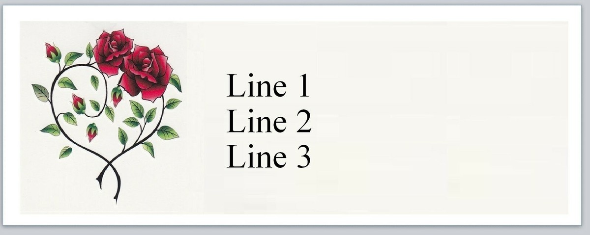 ♡ 通知用 Personalized Address Labels 2 Red Roses Forming A Heart (JX 461