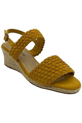 Bella Vita Women's Mariella Wedge Sandal Mustard Suede
