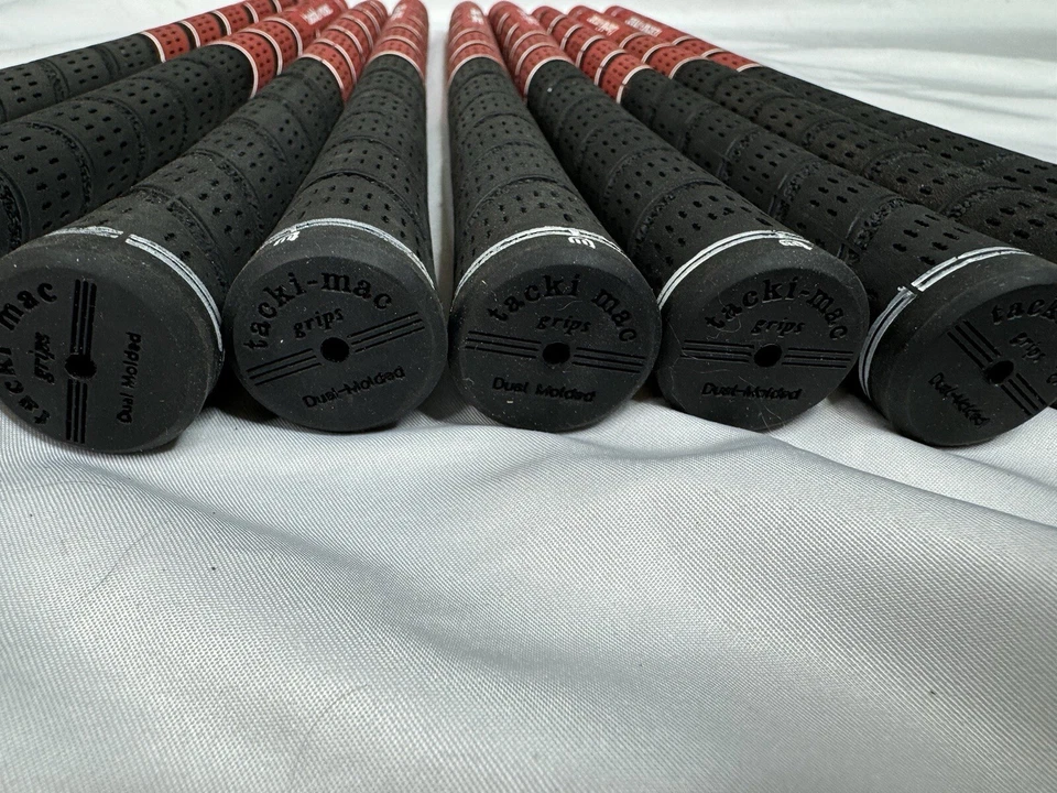 Empuñaduras de golf Tacki-mac doble moldeadas 10 pulgadas de largo rojas LOTE DE 9 Foto 2 de 4