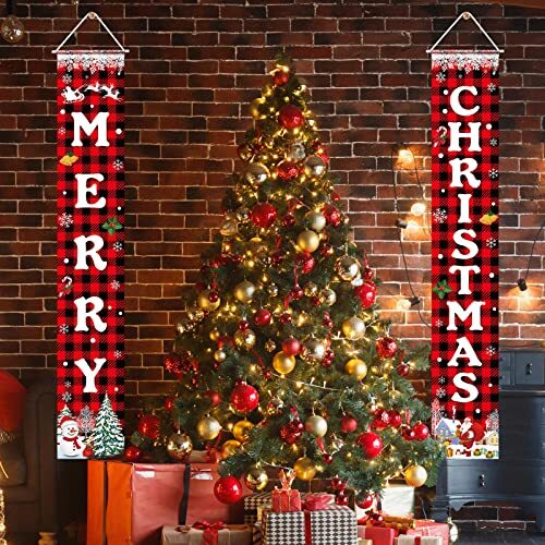 Christmas Decorations Merry Christmas Banner Xmas Porch Door Sign Multicolor - Bild 2 von 7