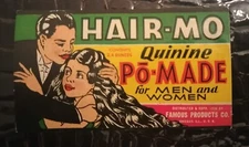 1936 Hair-Mo Quinine Po-Made Famous Products Label Valmor Curio Black Americana