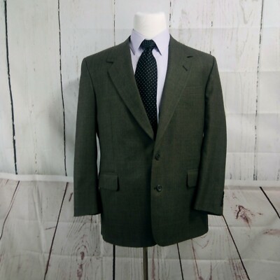 Corporate Image Tom James 44R 2 Button Olive Check Suit Blazer Sports Coat