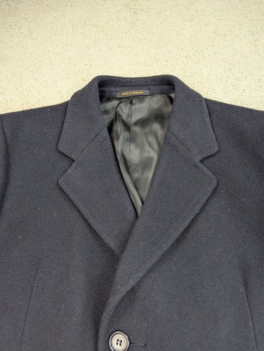 Abrigo de Lana para Hombres 44 Negro Chaqueta Largo Vintage Abrigo Pesado Coche Abrigo Botón Vestido - Imagen 4 de 16