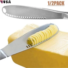 2× Butter Spreader Knife Stainless Steel Cheese Spreader Cold Hard Butter Cutte