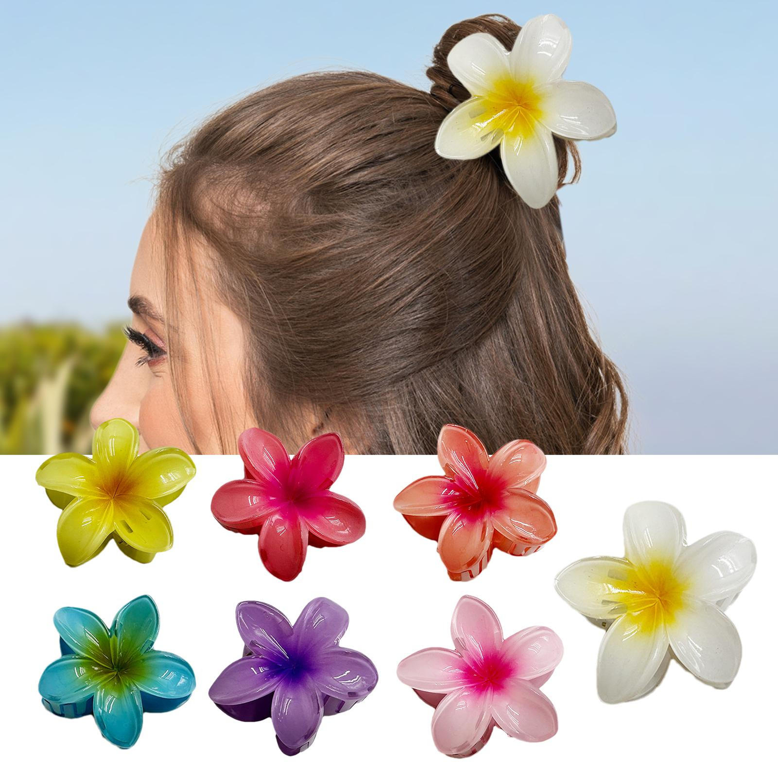 Double-Flower Hairpin Orchid Flowers Hair Clip Hawaii Hair Claw Women