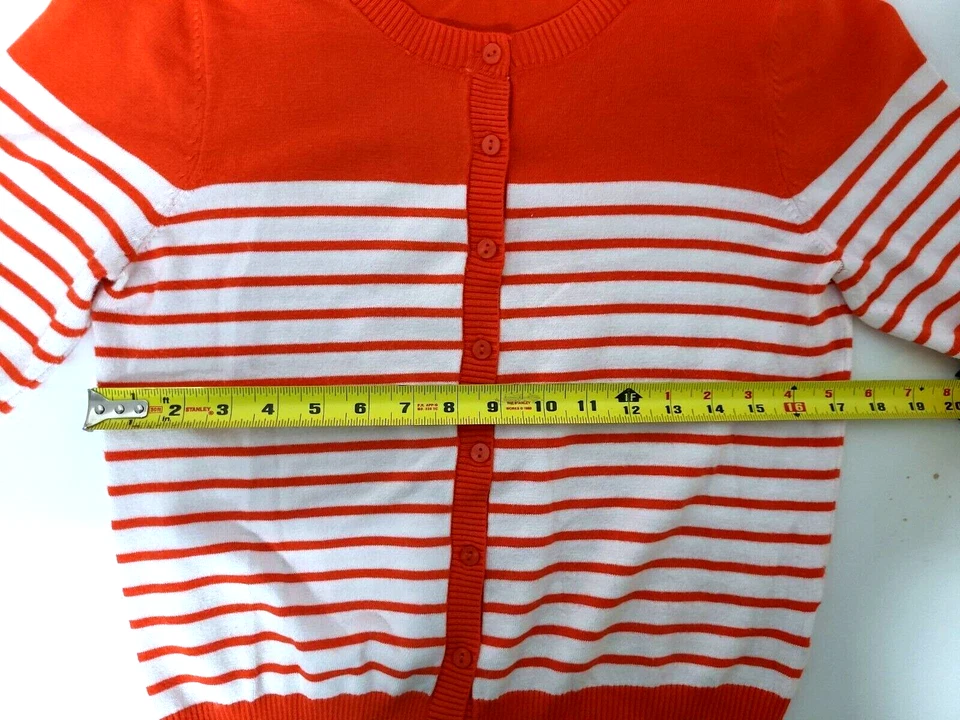 Suéter Cárdigan Joseph A Talla M Botón Frontal Mangas L Tejido Naranja/Blanco Rayas Foto 3 de 4