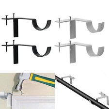 2PCS Single Hang Curtain Rod Holders Bracket Into Window Frame Bracket Black