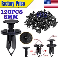 120PCS 8mm Bumper Clips Auto Car Hole Retainer Rivets Fastener Fender Push Pin