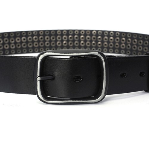 Real Leather Waist Belt Heavy Metal Rivet Studded Waistband Punk Rock