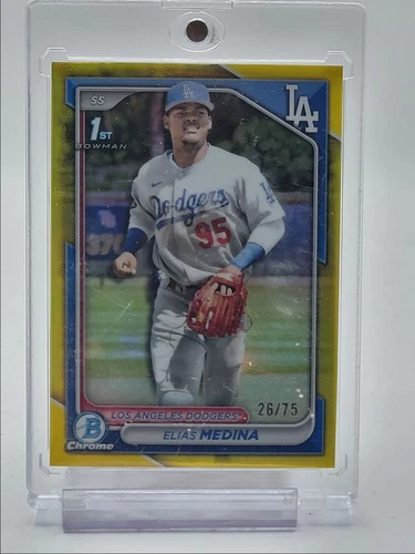 ELIAS MEDINA 1 2024 BOWMAN CHROME 1ST YELLOW REFRACTOR DODGERS /75 Q1883