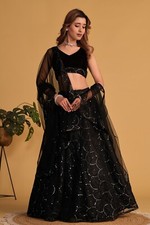New Black Organza Net Lehenga Choli With Dupatta For Function  Party Wear