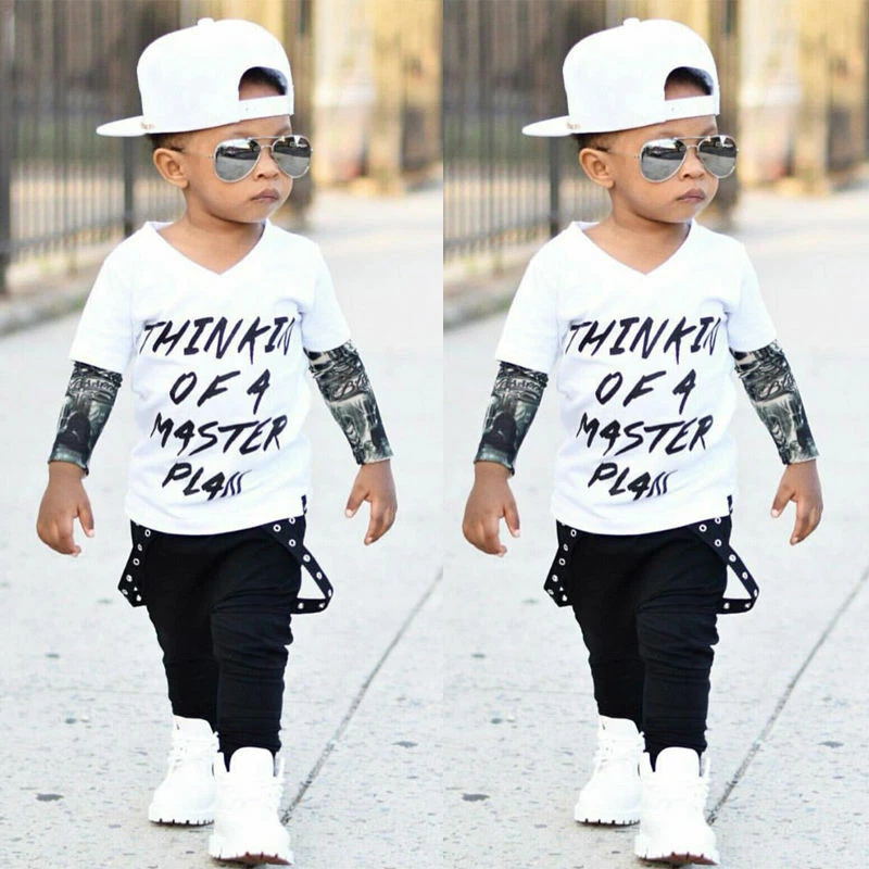 2pcs Newborn Toddler Kids Baby Boy Stylish Clothes T-Shirt Tops + Pants  Outfits