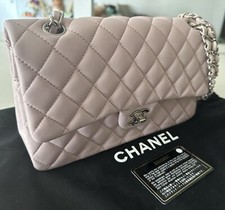 Authentic Chanel Lambskin Quilted Medium Double Flap Pink