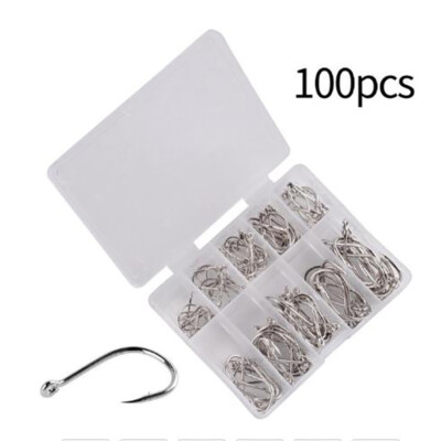 100pcs/box Fishing Hooks Carbon Steel Single Circle Fishhook Fishing Accessor..X