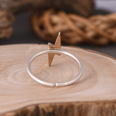 Thunder Lightning Bolt Ring 925 Silver Adjustable Handmade Ring