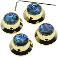 4 Pcs Abalone Top Guitar Bass Knobs Metal Knobs for Strat LP 6mm Shaft Pots GD