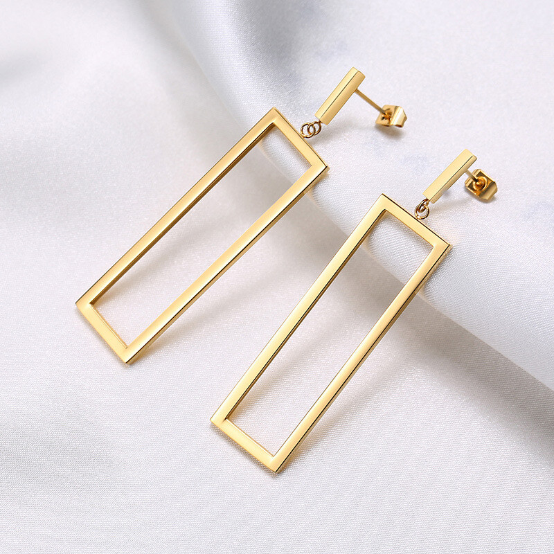 Titanium Steel Plated Gold Geometric Nude Rectangular Fashion Women's Earrings