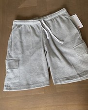 NWT Fleece Factory Men  s Cargo Drawstring Shorts Sz M Inseam 8  Gray