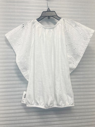 Old Navy Girls Crochet-Lace Flutter Sleeve Tee | White | Size M (8) | NWT - Picture 4 of 9