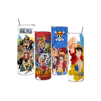 Termo Skinny personalizado con diseño de One Piece Luffy Zoro Nami Manga Anime