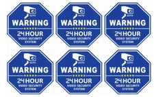 Security Camera CCTV Warning Sign Outdoor/Indoor, 24 Hour Video Surveillance, 6 