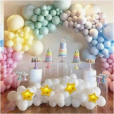 Rainbow Dreams Party Kit: Pastel Unicorn Macaron Balloons, 17FT Garland Arch, Ic