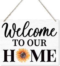 Farmhouse Welcome Sign - Wooden Plaque for Front Door, Porch  Wall Decor