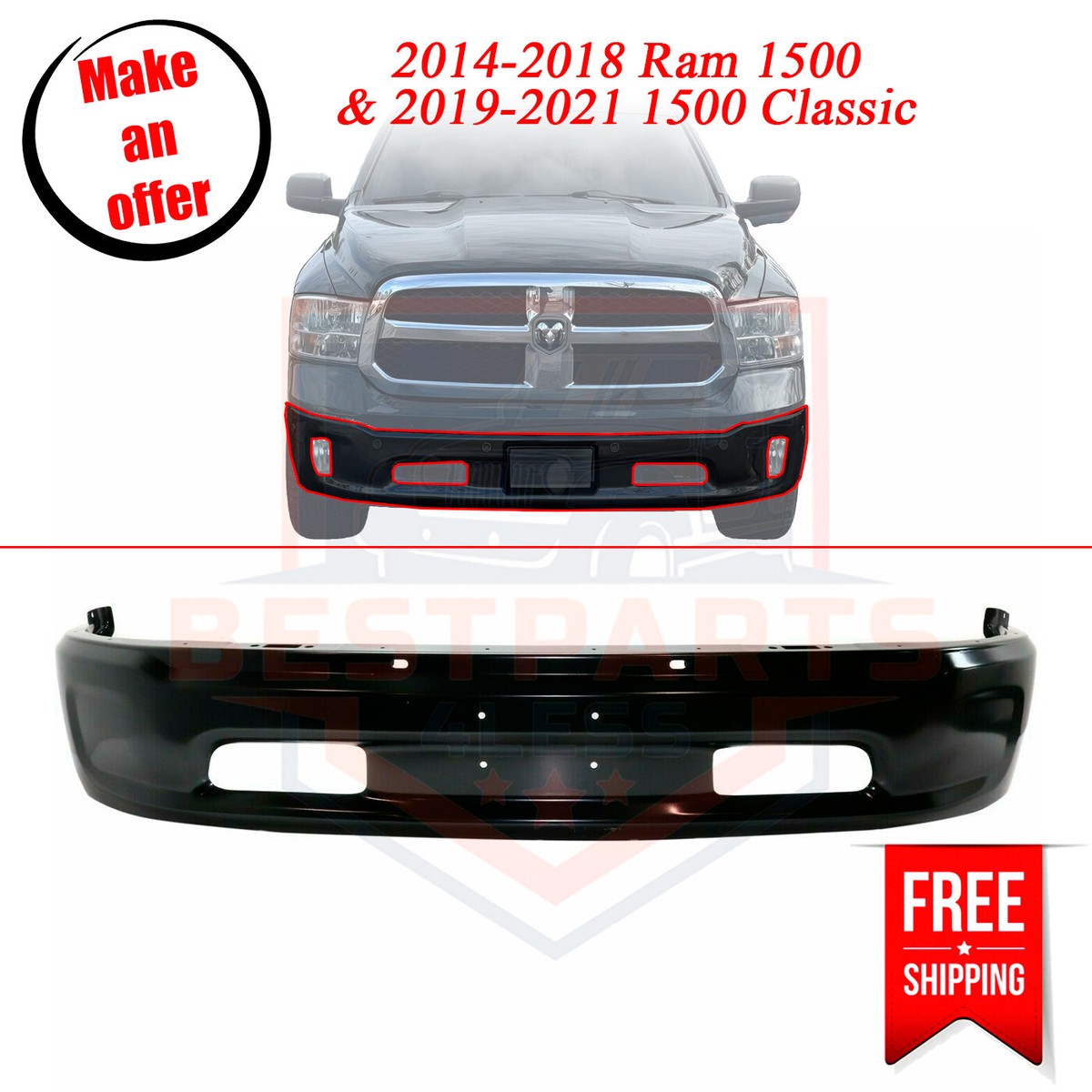 Front Lower Bumper Face Bar, CH1002401 68160856AC for 2019 Front Lower Bumper Face Bar, CH1002401 68160856AC for 2019