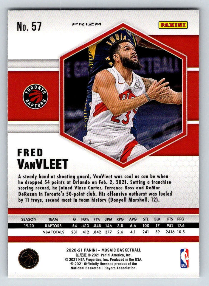 2020-21 Panini Mosaic Silver #57 Fred VanVleet (ref Y00875) - Image 2 of 2